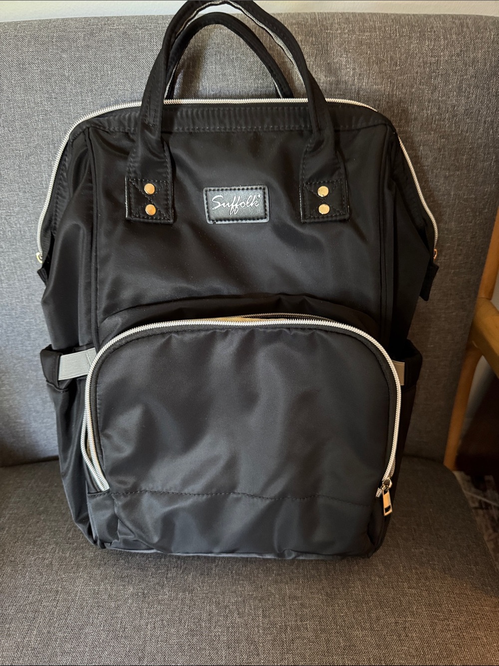BRAND NEW Suffolk Black Women's Dance Backpack Tote with White-Trim Zippers